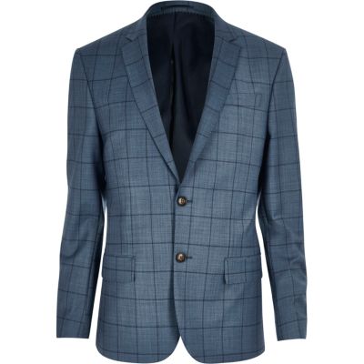 Blue check suit jacket